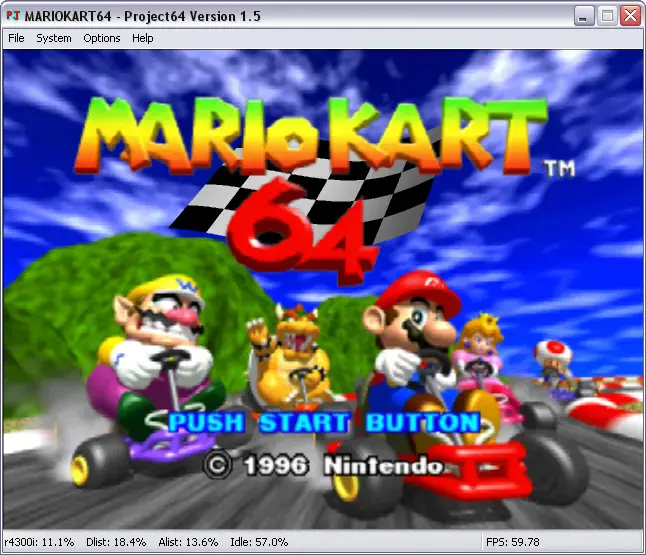 Mario Kart 64 running on Project 64