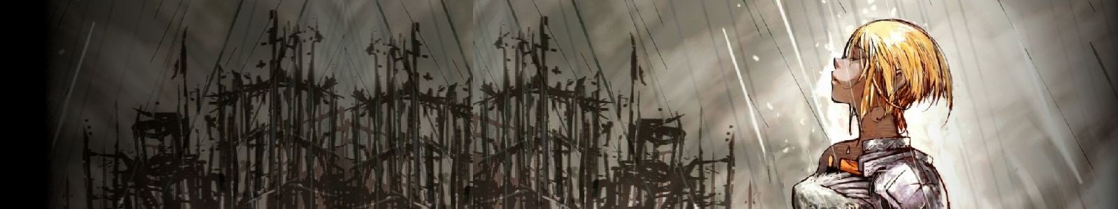 Jeanne looking at the sky with eyes closed, probably thinking about the tragedy that is war or something