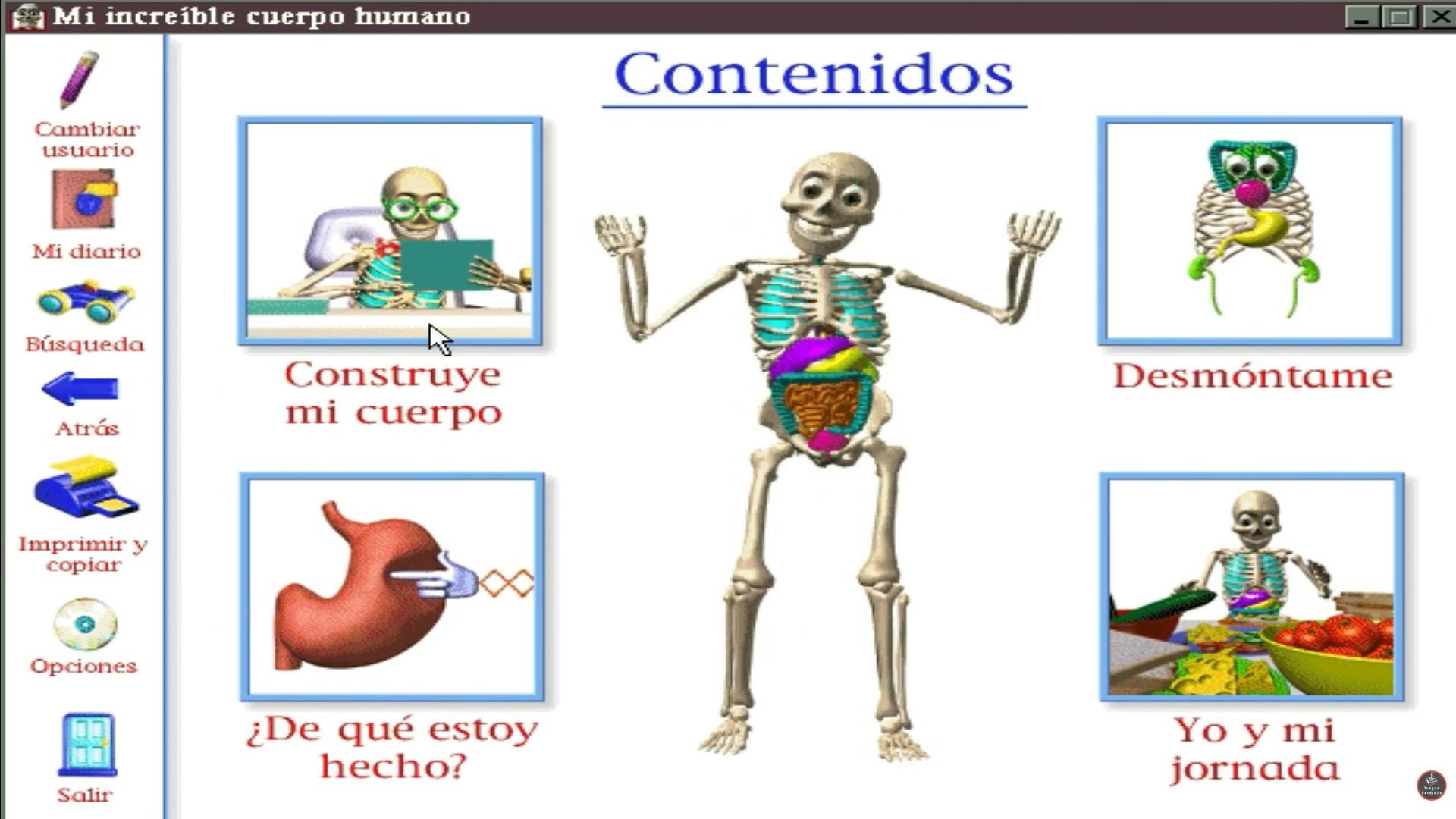 Main interface of the game, Skelly in the middle