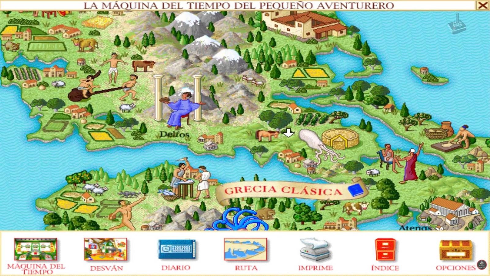 Each time period was a colorful map full of animations and stuff to click