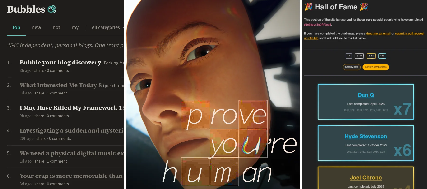 screenshots of the interests mentioned in the text